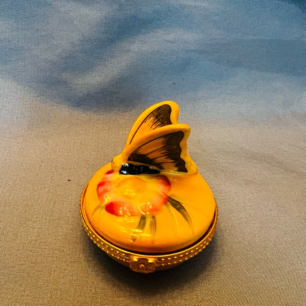 Yellow Butterfly Trinket Box